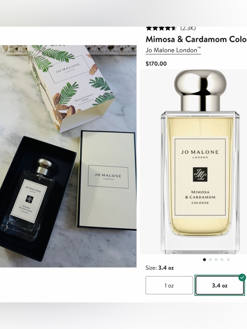Brand New Authentic Jo Malone Mimosa & Cardamom Cologne 3.4oz/ 100ml
